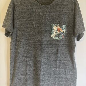 Marine Layer Heather Gray Short-Sleeve Tee with Tropical Parrot Pocket
